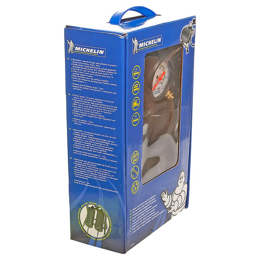 Fußluftpumpe mit Manometer von Michelin, 2 Zylinder, 1 Stück - ATU