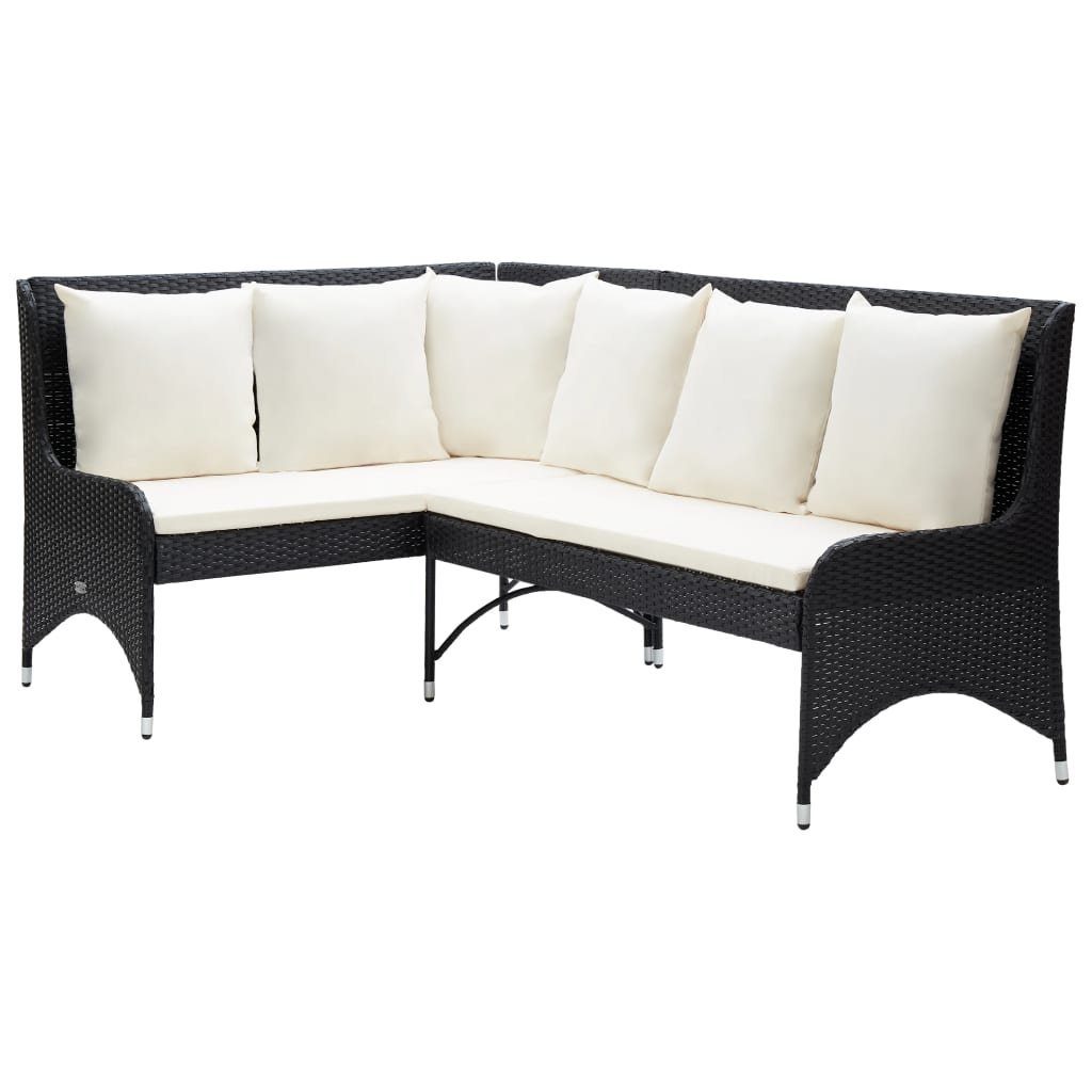 vidaXL Loungesofa Garten-Ecksofa 2-tlg. Poly Rattan Schwarz, 2 Teile