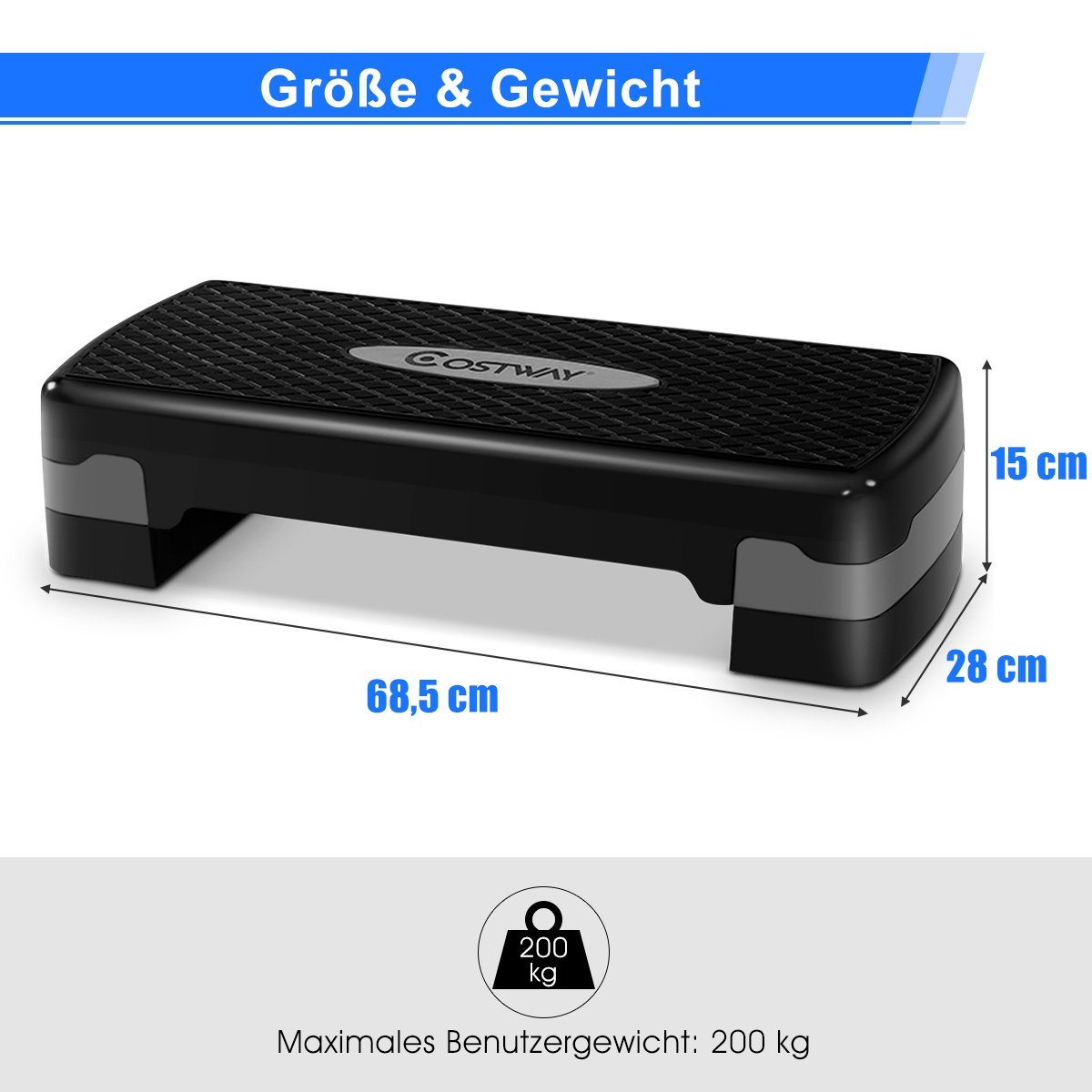 COSTWAY Stepper Aerobic Stepper, mit 2 Stufen (10/15 cm)