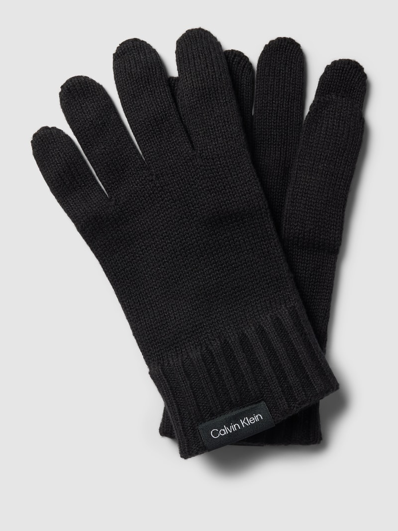 Handschuhe mit Label-Detail Modell 'CLASSIC' in schwarz