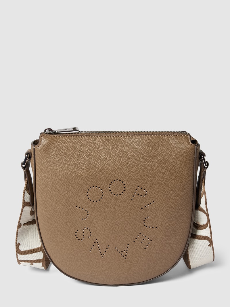 Crossbody Bag mit Label-Stitching Modell 'Stella' in taupe
