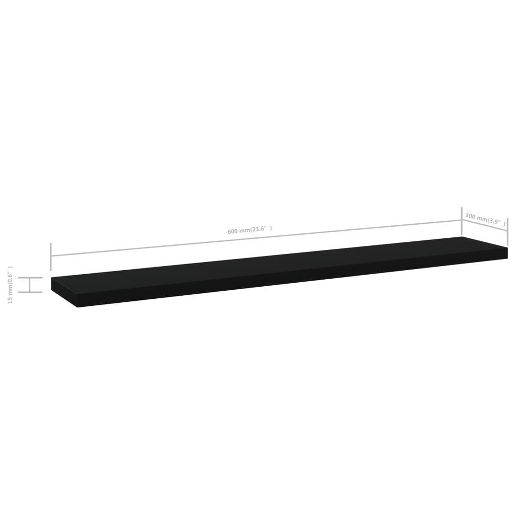 vidaXL Bücherregal Bücherregal-Bretter 4 Stk. Schwarz 60x10x1,5 cm Holzwerkstoff, 4-tlg.