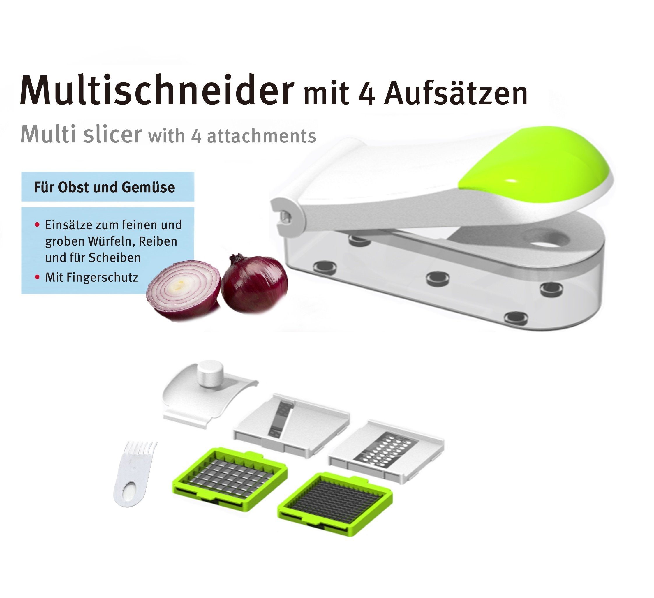 Cheffinger Gemüsehobel Zerkleinerer Multischneider Gemüseschneider Küchenreibe Set, Kunststoff, Edelstahl