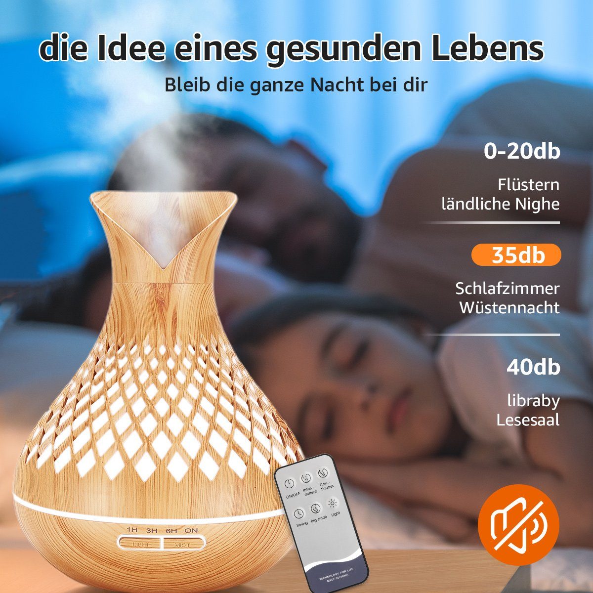 7Magic Luftbefeuchter Aroma Diffuser Luftbefeuchter, mit Timer, LED Farbwechsel 7 Farben, 0.5 l Wassertank, Ultraschall Aromatherapie Diffusor für Büro,Yoga,Spa,Schlafzimmer