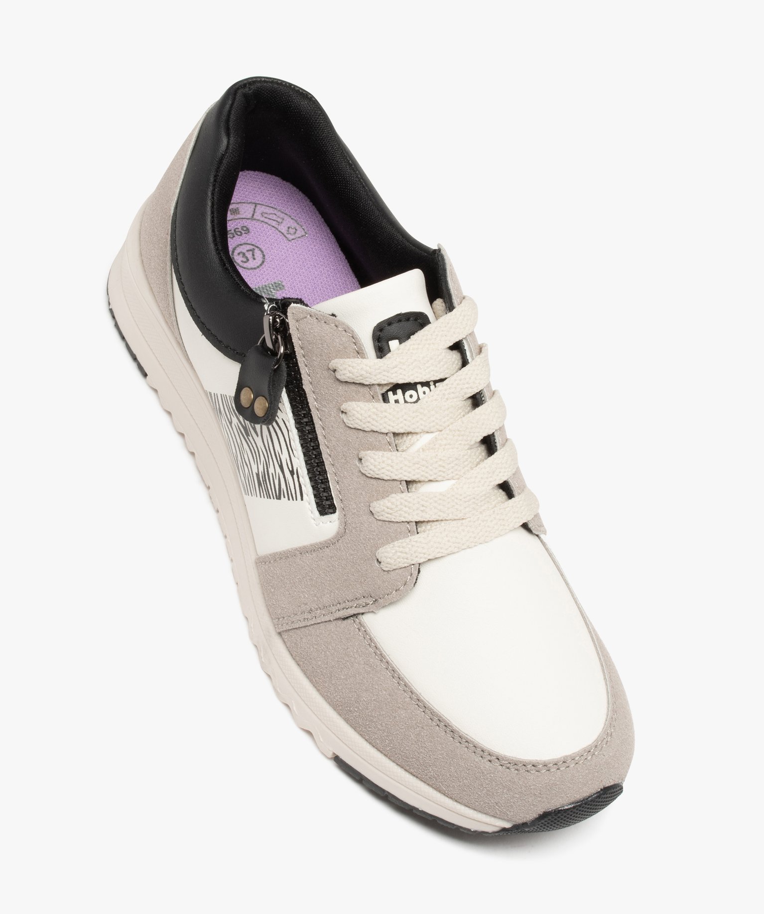 Baskets femme style casual avec détails fantaisie - Hobiz beige | GEMO