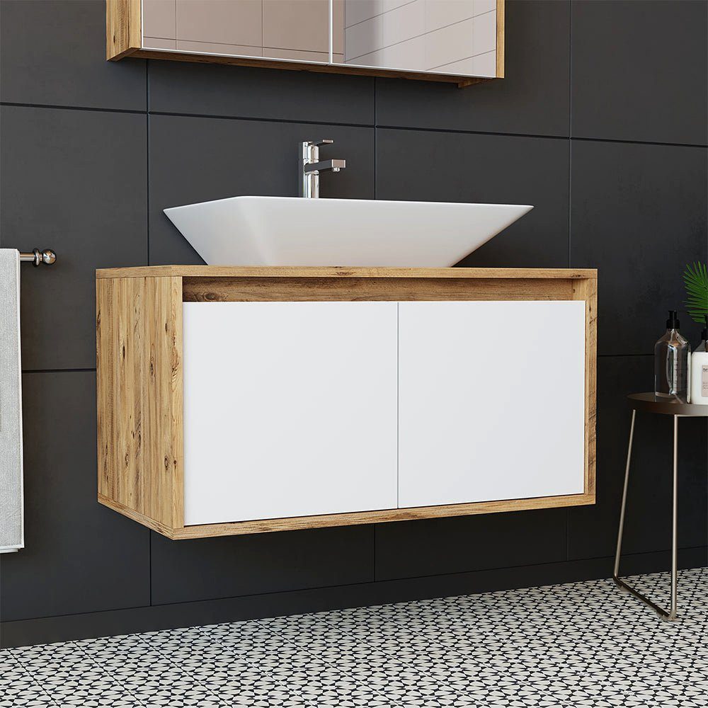 Roomart Badmöbel-Set, (Badezimmermöbel ATLANTIC 85cm in 4 Farben Badezimmer Unterschrank)