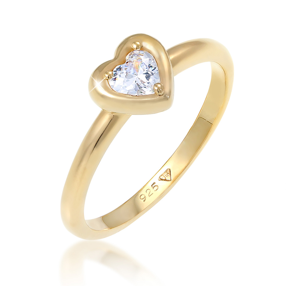 Elli Elli Bague Coeur Amour avec Cristaux de Zircone Bague Femme - (925/1000) Argent P Bague