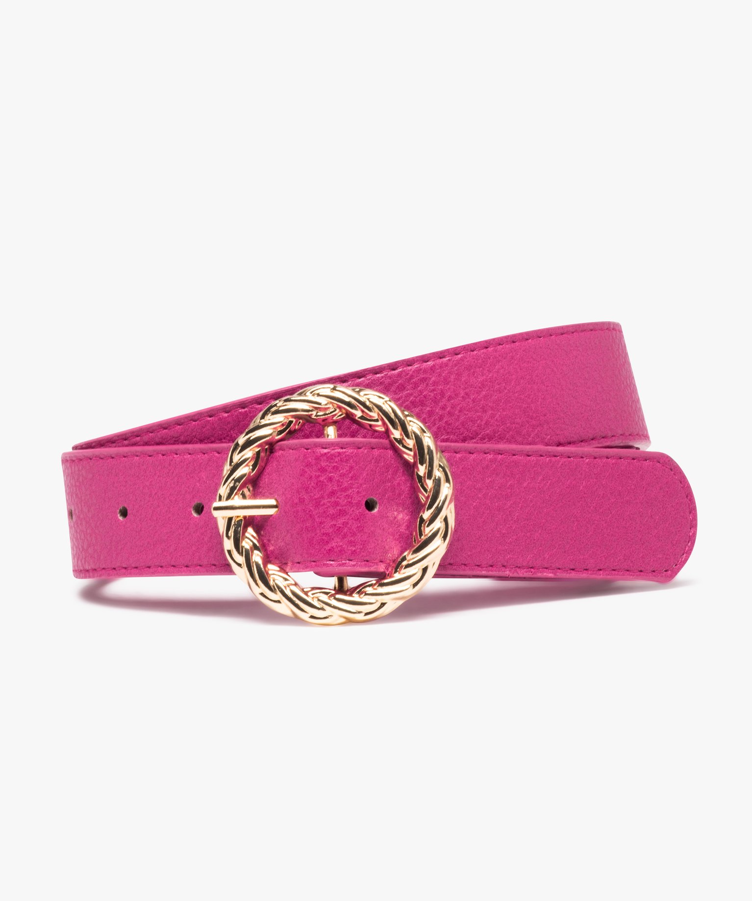 Ceinture en matière grainée avec boucle ronde femme rose | GEMO