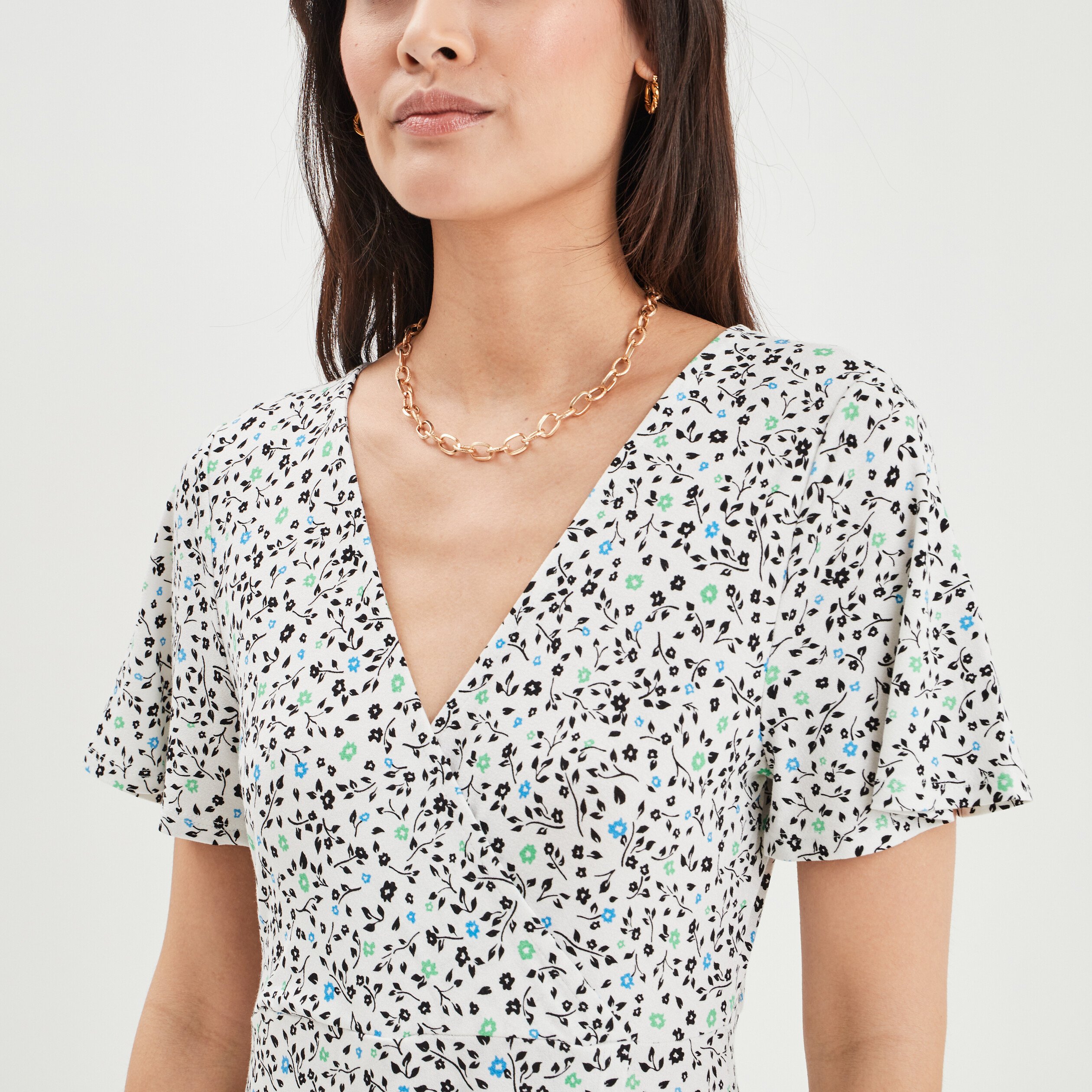 Robe patineuse manches courtes ecru femme | La Halle