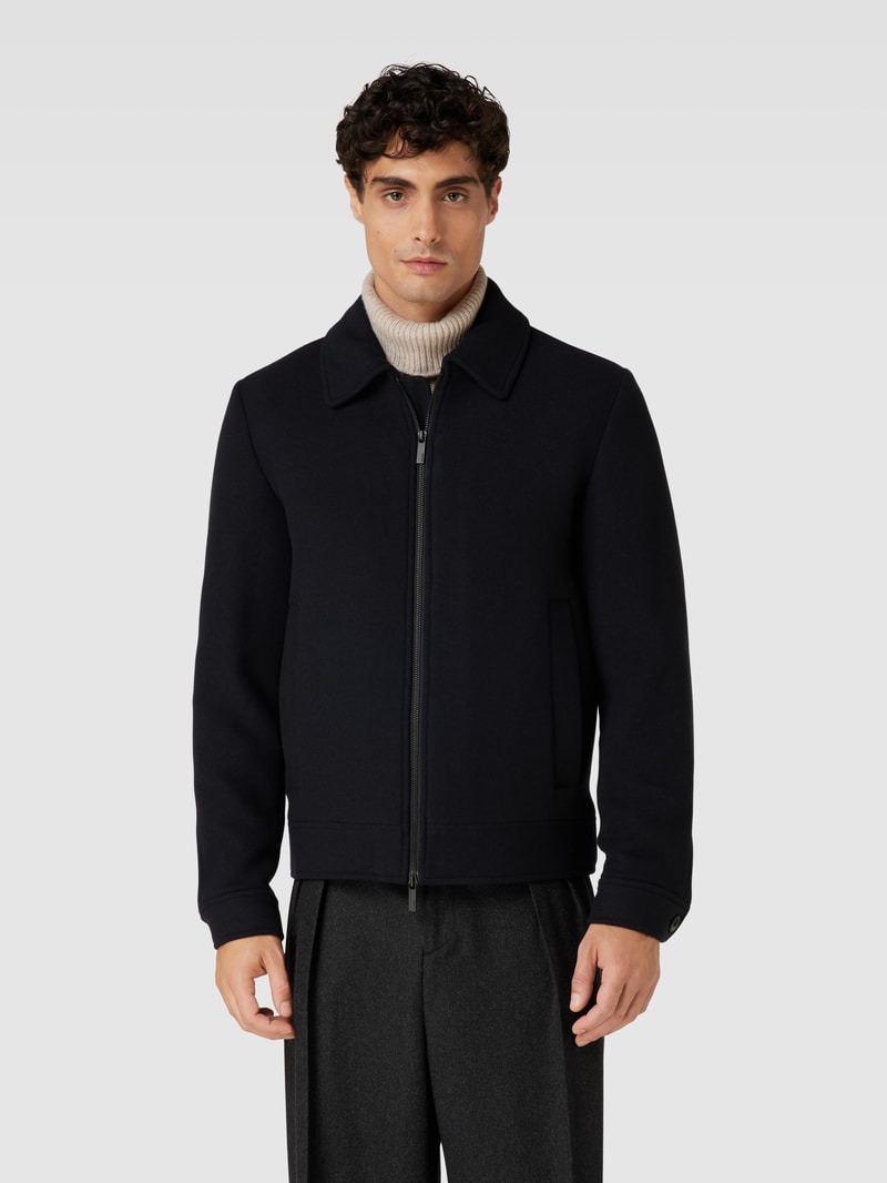 Jacke aus woll-Mix mit Umlegekragen in schwarz