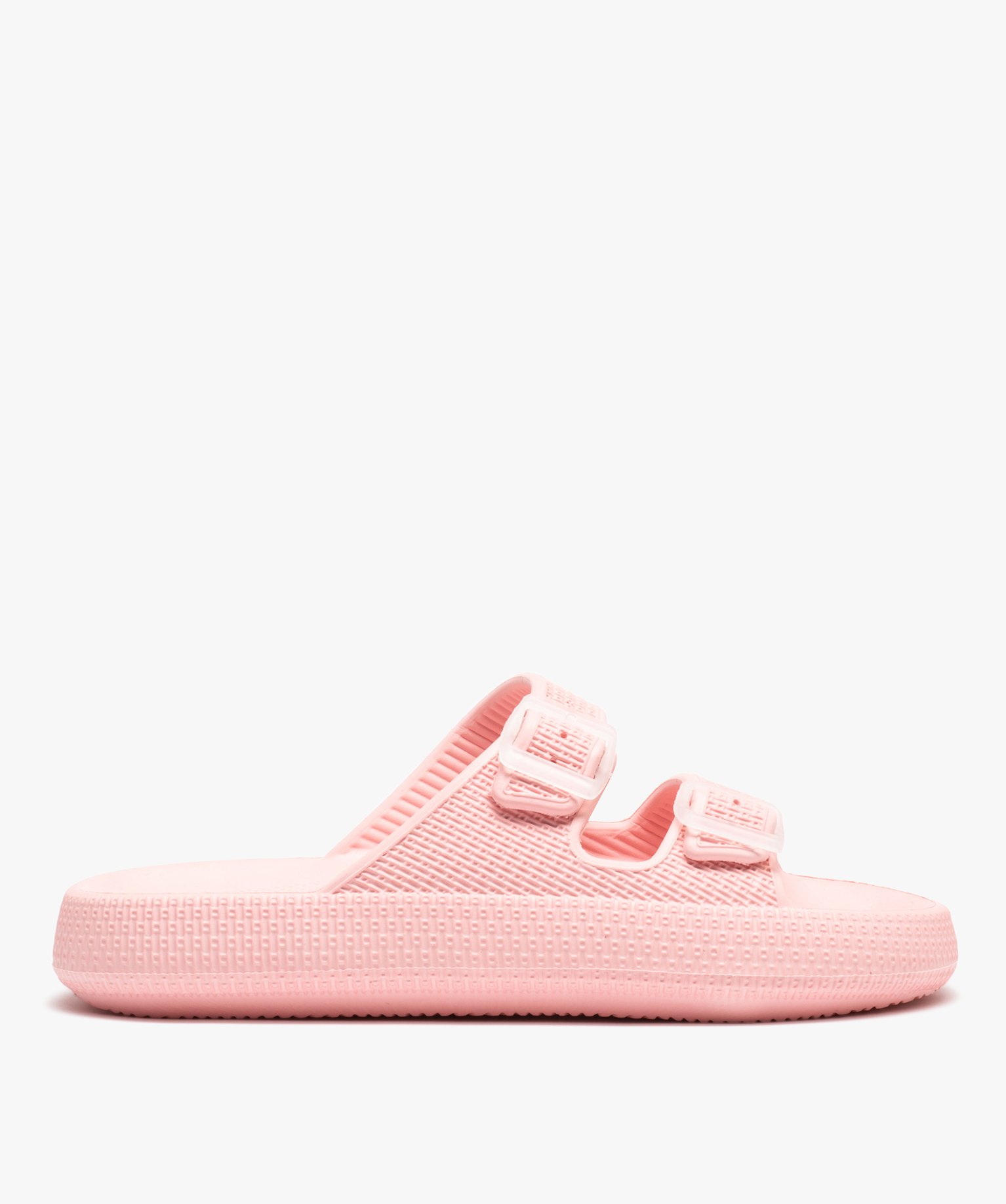 Mules de piscine femme unies à brides bouclées rose | GEMO