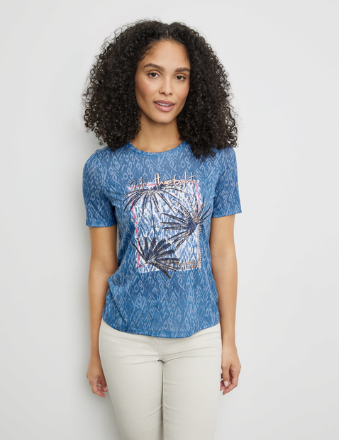 Gemustertes T-Shirt mit Frontprint
