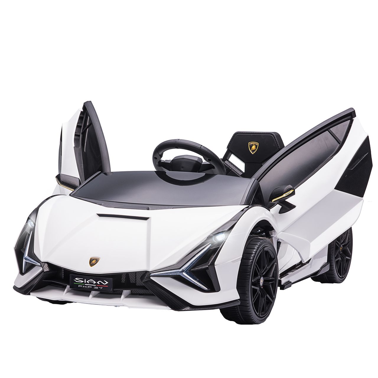 HOMCOM Kinderfahrzeug 2 Fahrmodi SIAN SUV-Auto-Spielzeug Elektroauto mit Fernbedienung extra breiten Reifen Musik(MP3/USB) Licht 3–5 Jahre PP Metall Weiß 108 x 62 x 40 cm