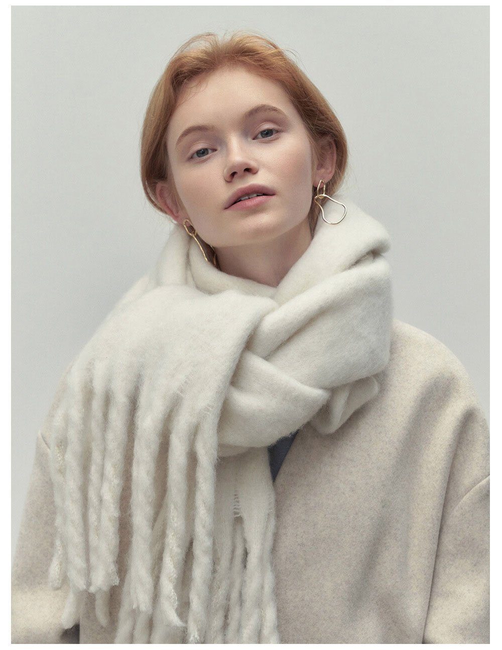 Deliana.makeup Modeschal Ladies Winter Warm Solid Colour Schal mit Quasten, Damenschal, modisch und vielseitig, weich und bequem