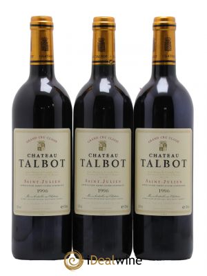 Château Talbot 4ème Grand Cru Classé  1996 - Lot de 3 Bouteilles