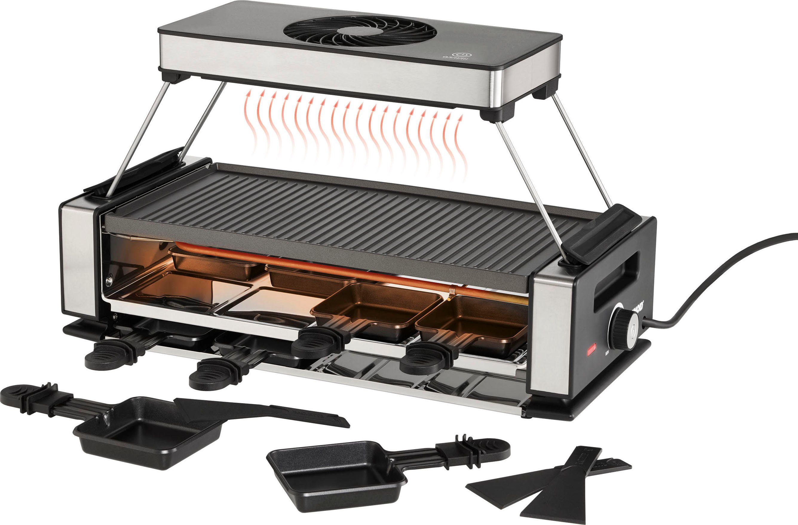 Unold Raclette Smokeless 48785, 8 Raclettepfännchen, 1200 W