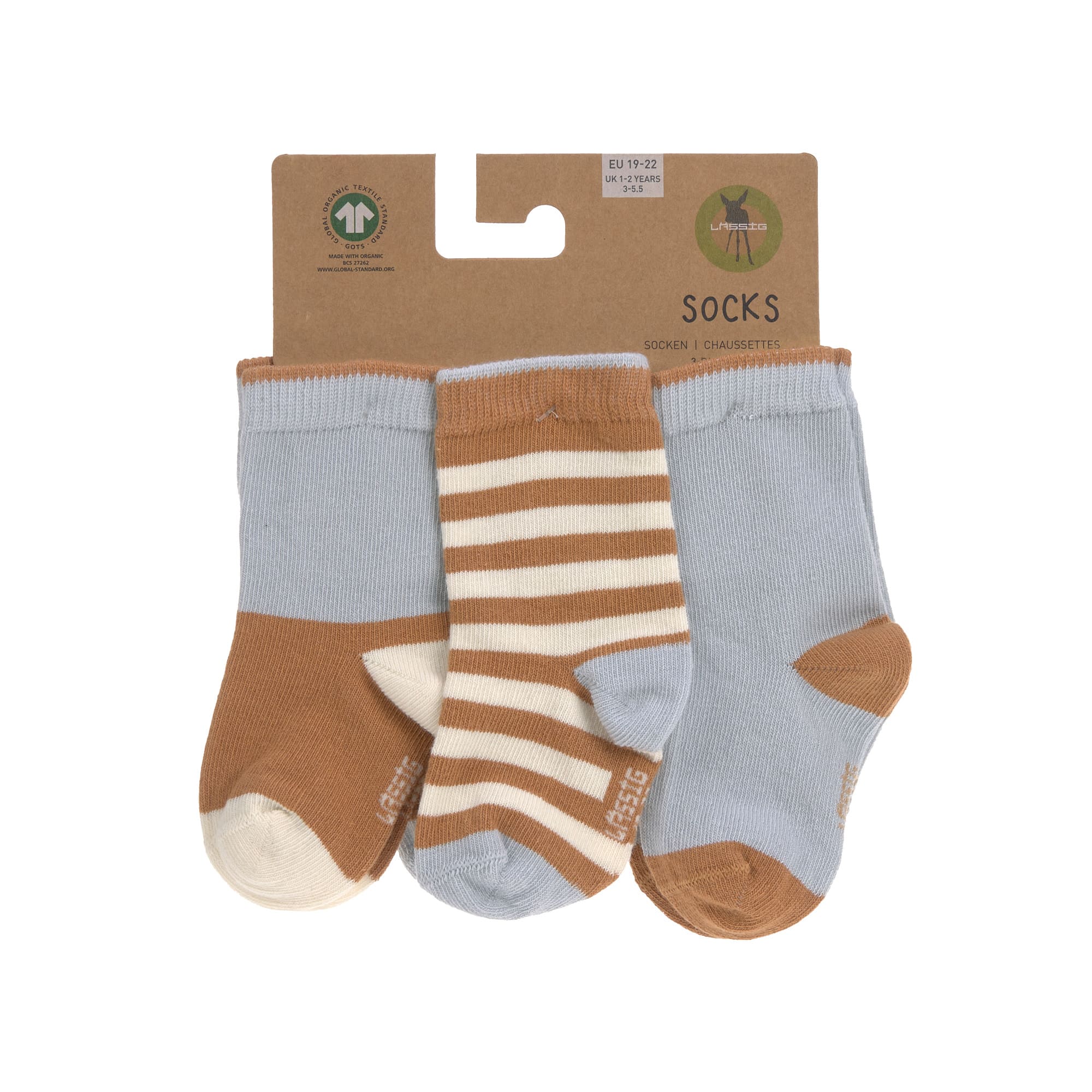 Kinder Socken 3er-Set, Hellblau Karamell