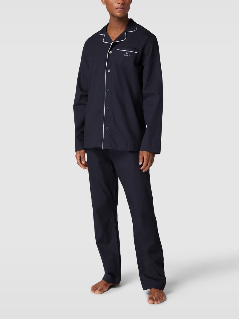 Pyjama mit Label-Stitching in dunkelblau