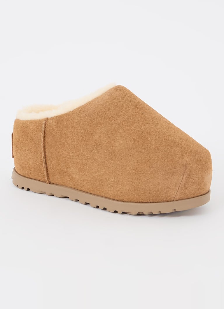 Saboți UGG din piele întoarsă cu talpă plată