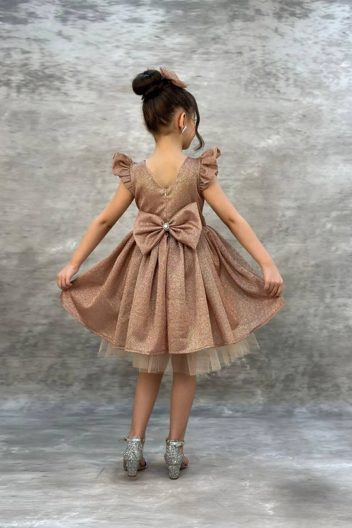 Riccotarz  Glänzendes Kupferkleid für Mädchen