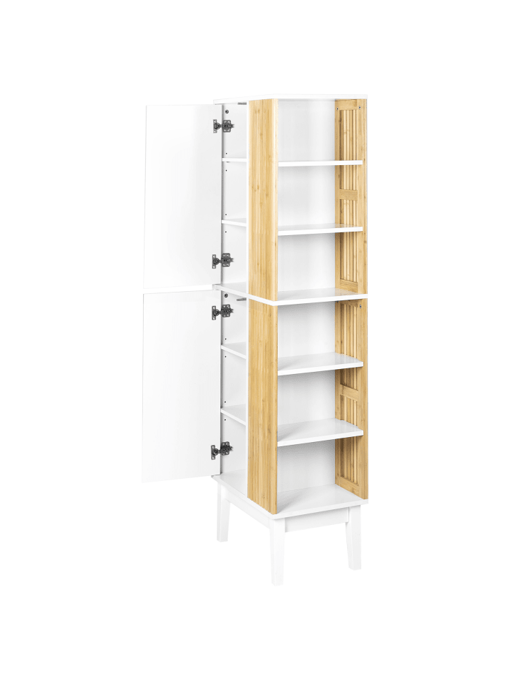 Beliani Badezimmerschrank NUBES in Weiß/Heller Holzfarbton günstig kaufen onesize