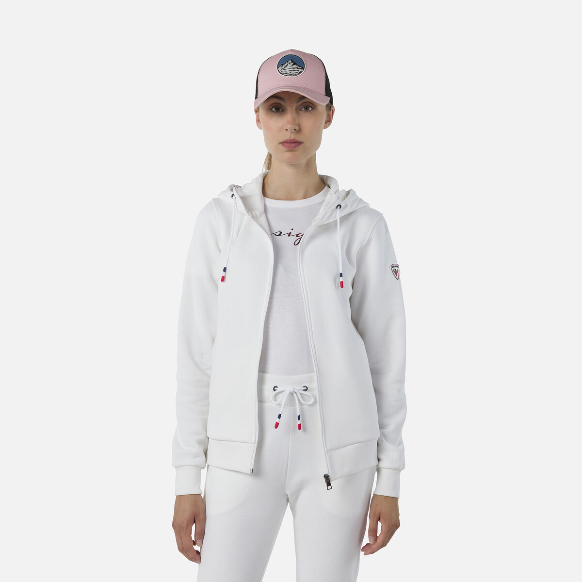 Logo Damensweatshirt mit Kapuze und durchgehendem Reißverschluss