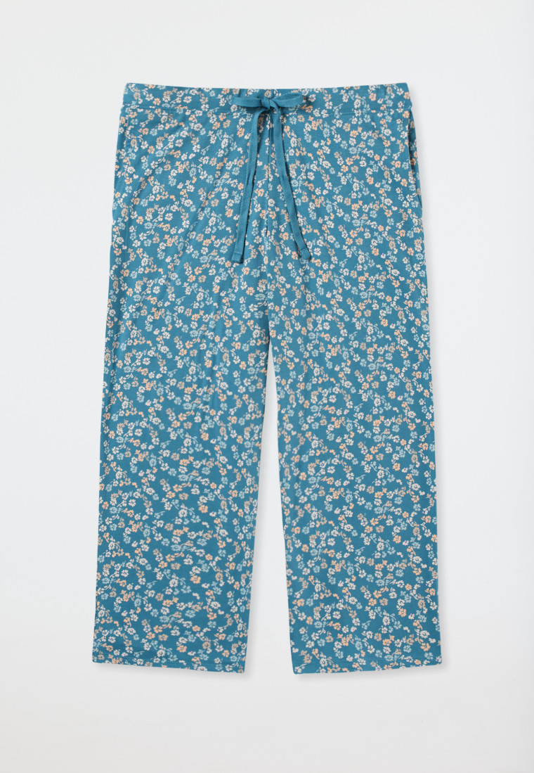 Hose 3/4-lang Blumen blaugrau - Mix+Relax