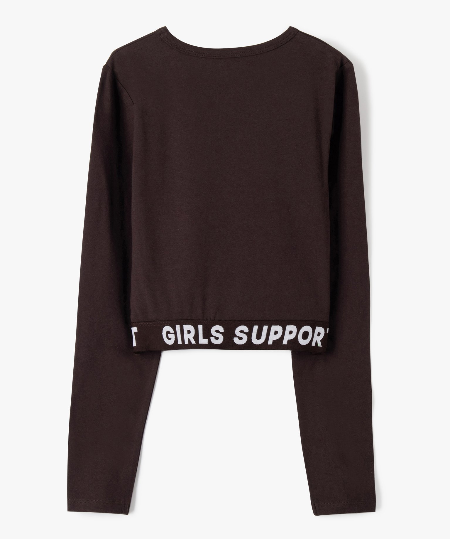 Tee-shirt de sport fille à manches longues avec bas élastique marron | GEMO