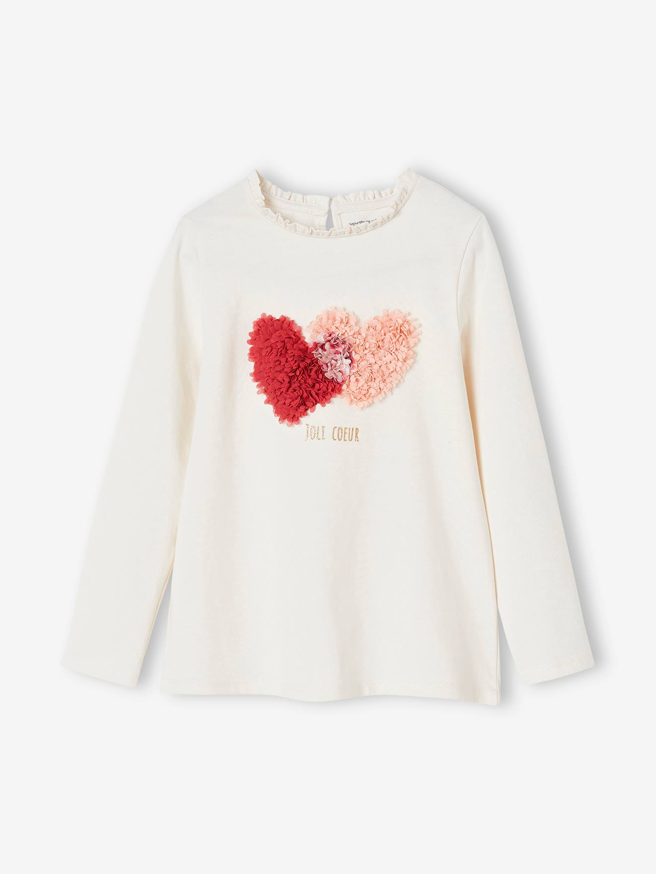 Vertbaudet Mädchen Shirt mit Rüschendetails - wollweiß