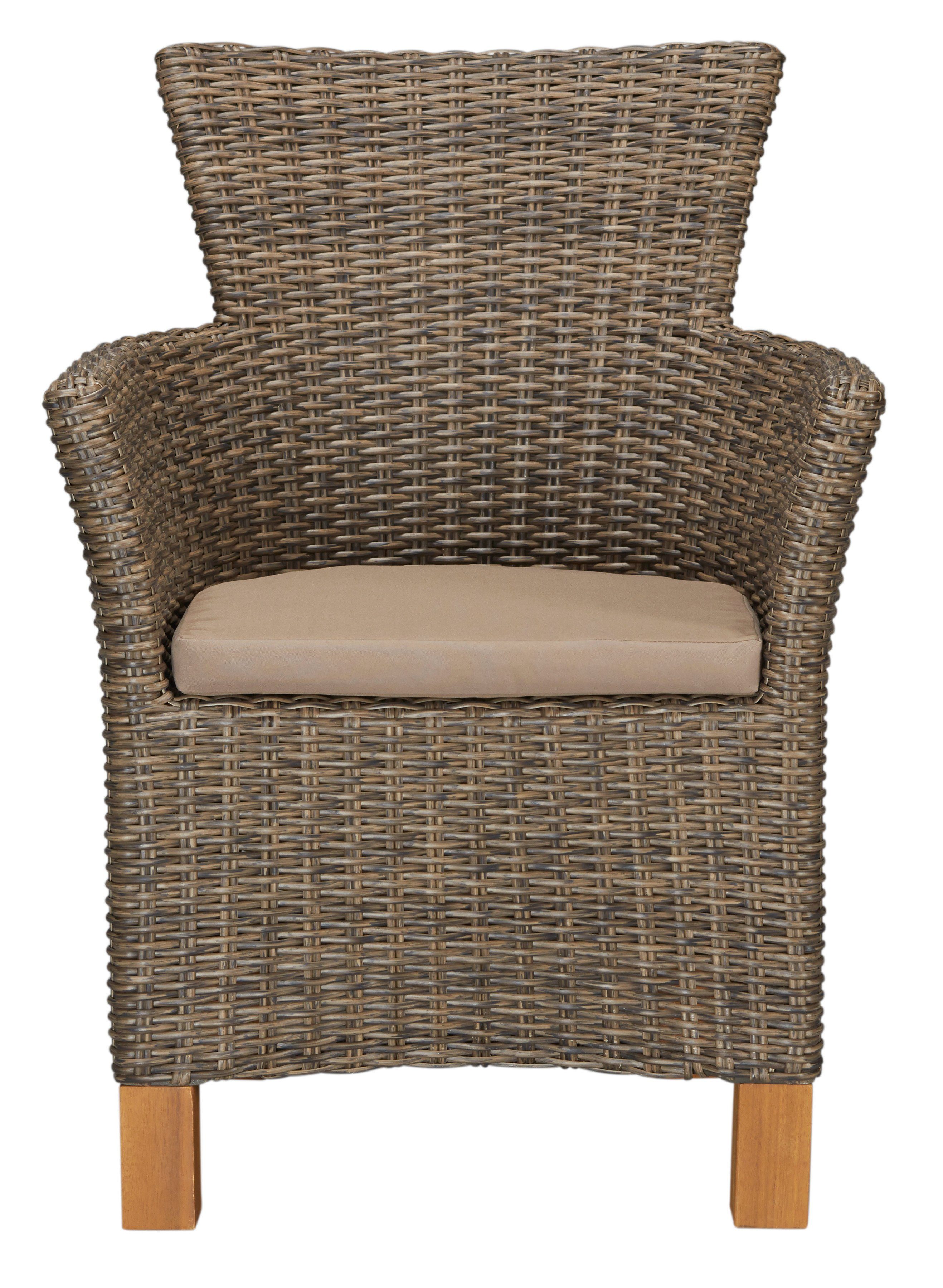 MERXX Garten-Essgruppe Toskana, (13-tlg), 6 Sessel, Tisch 185x90cm, Polyrattan/Akazie