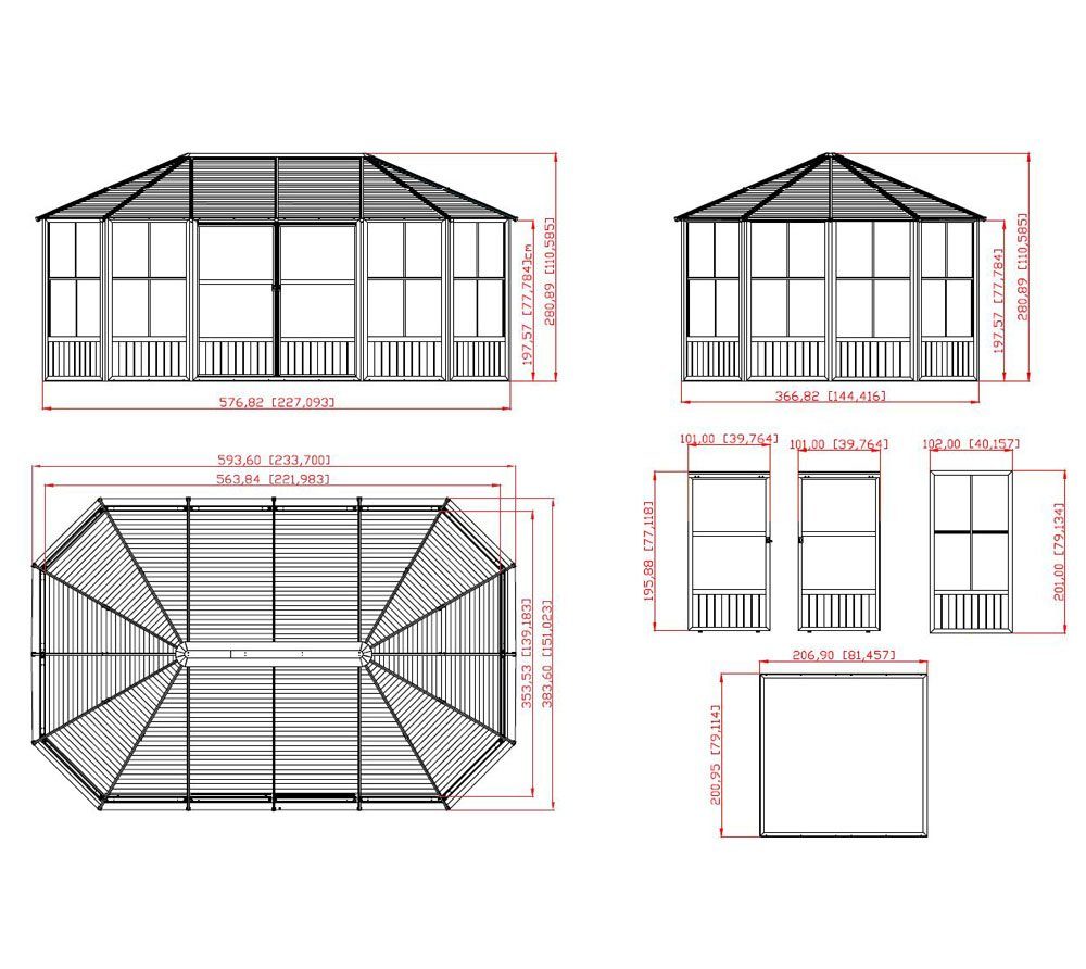 Sojag Pavillon Charleston 12x18, Wintergarten, BxT: 594x384 cm