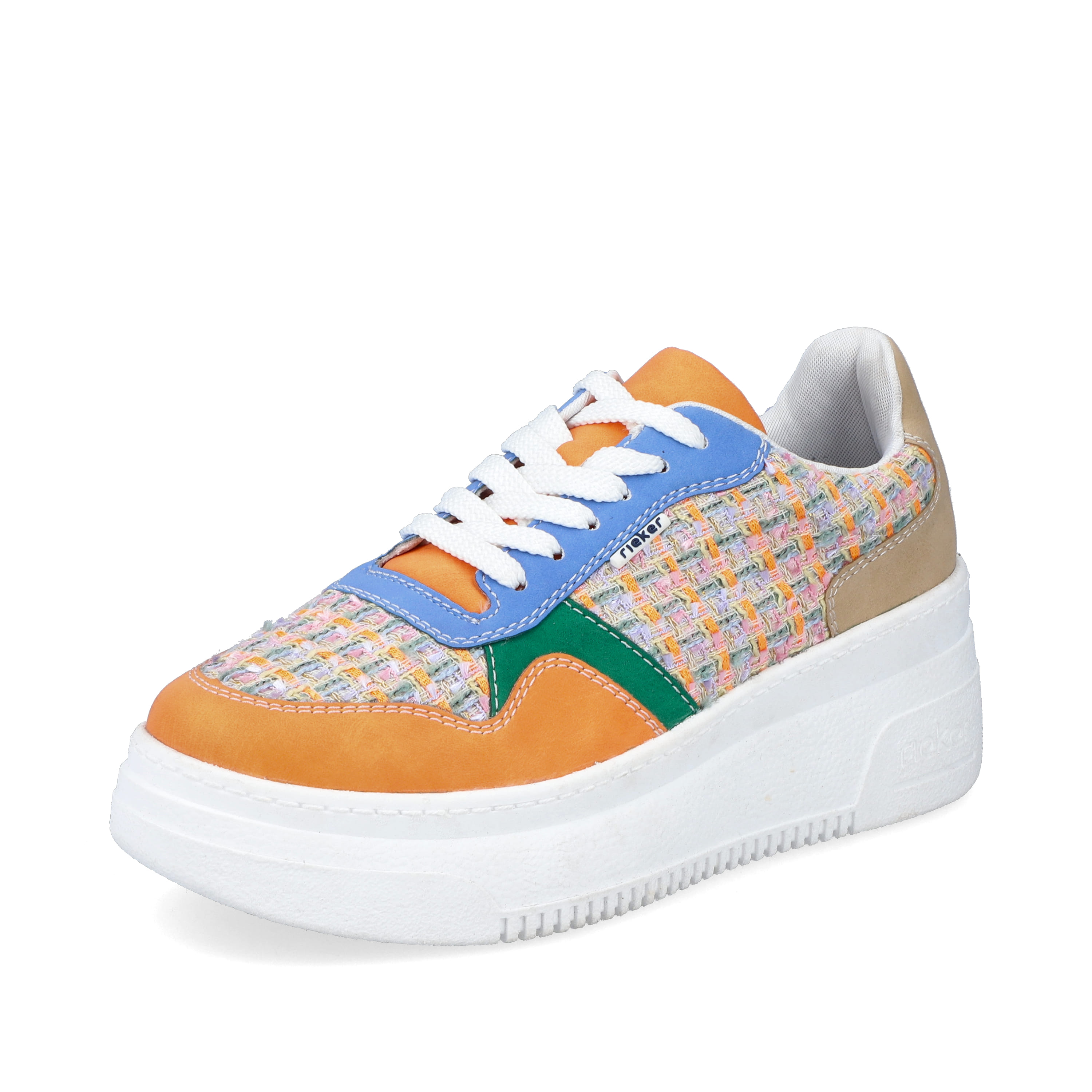 Rieker Damen Sneaker Low multi-orange-smaragdgrün