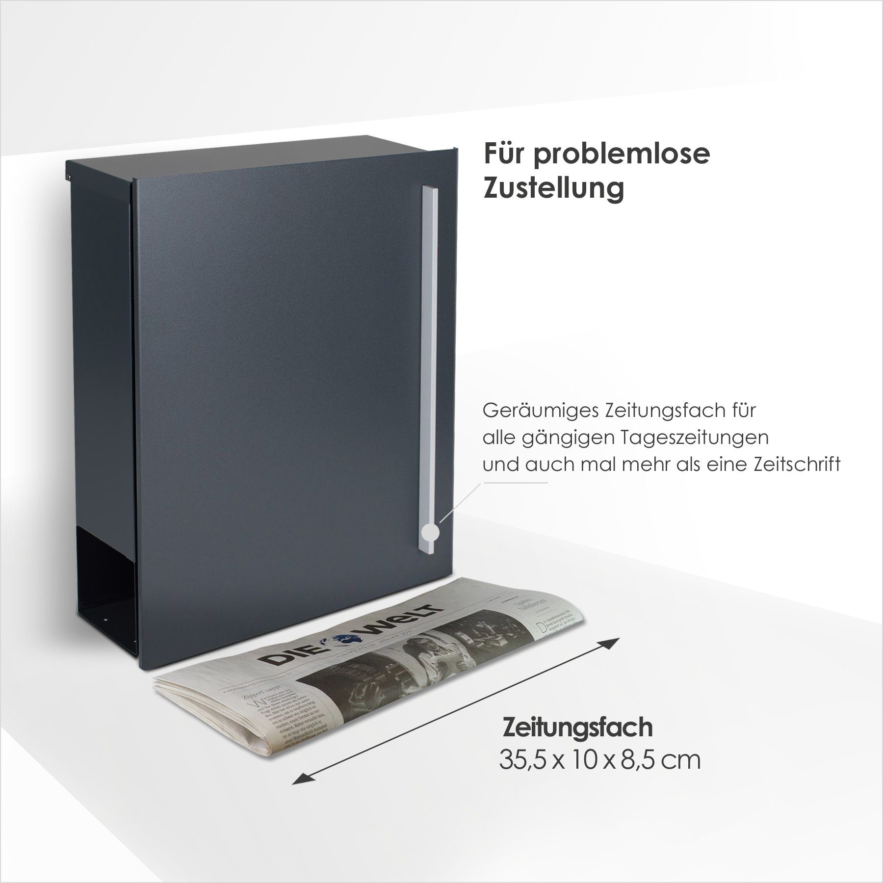 MOCAVI Briefkasten Box 110 Briefkasten Zeitungsfach anthrazit (RAL 7016)
