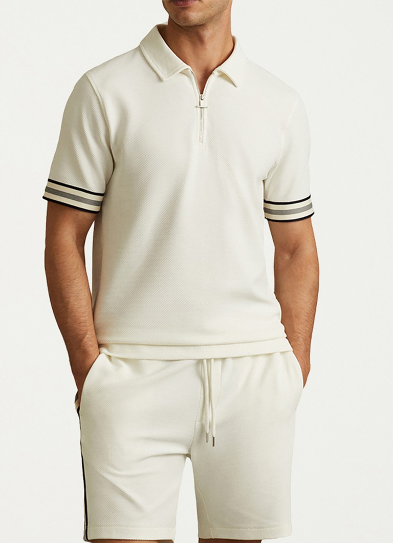 Polo Reiss Bristol de corte regular com meio zíper.