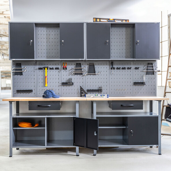 Werkstatt-Set Klaus, 2 Schränke, 240 cm