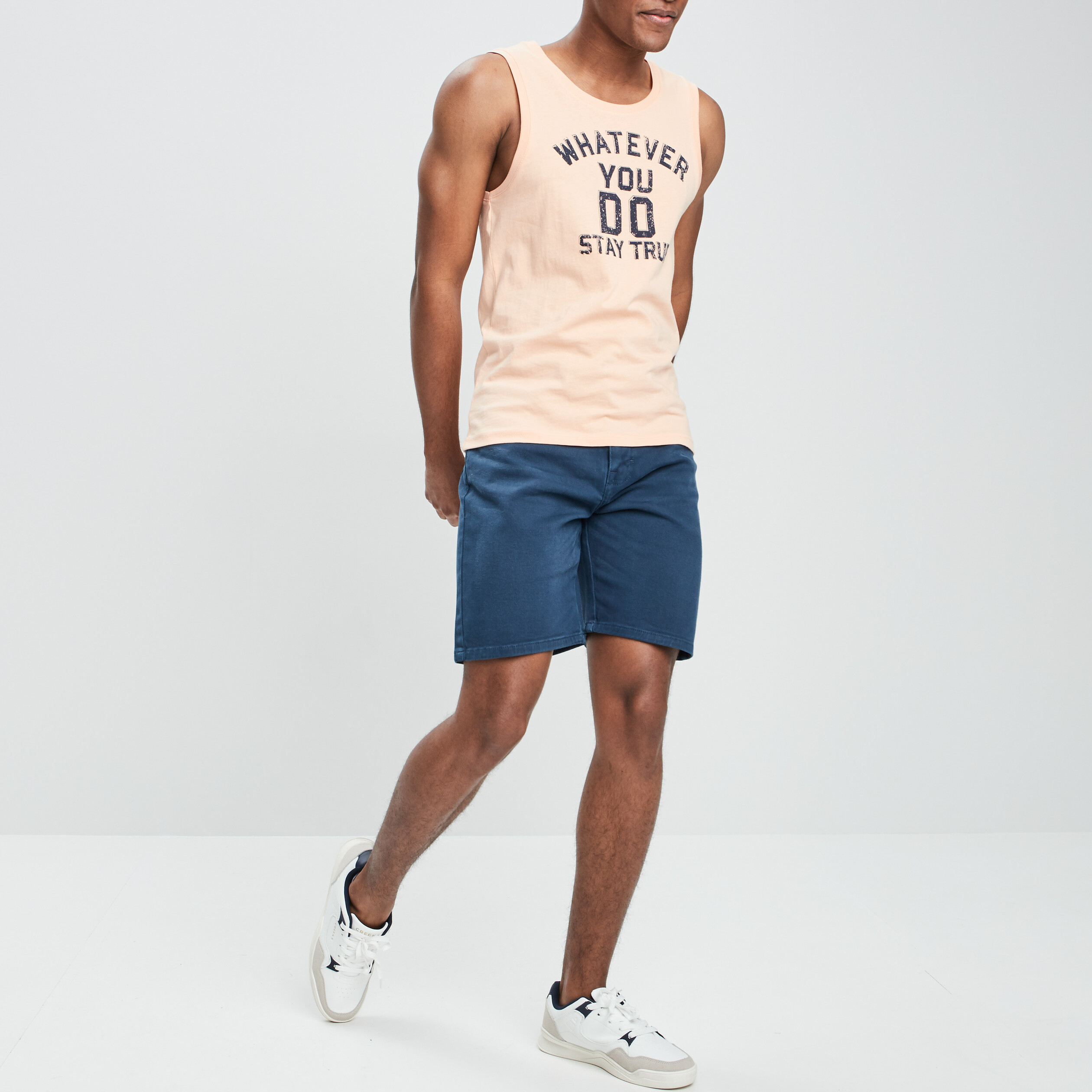 Bermuda coupe droite en coton bleu homme | La Halle