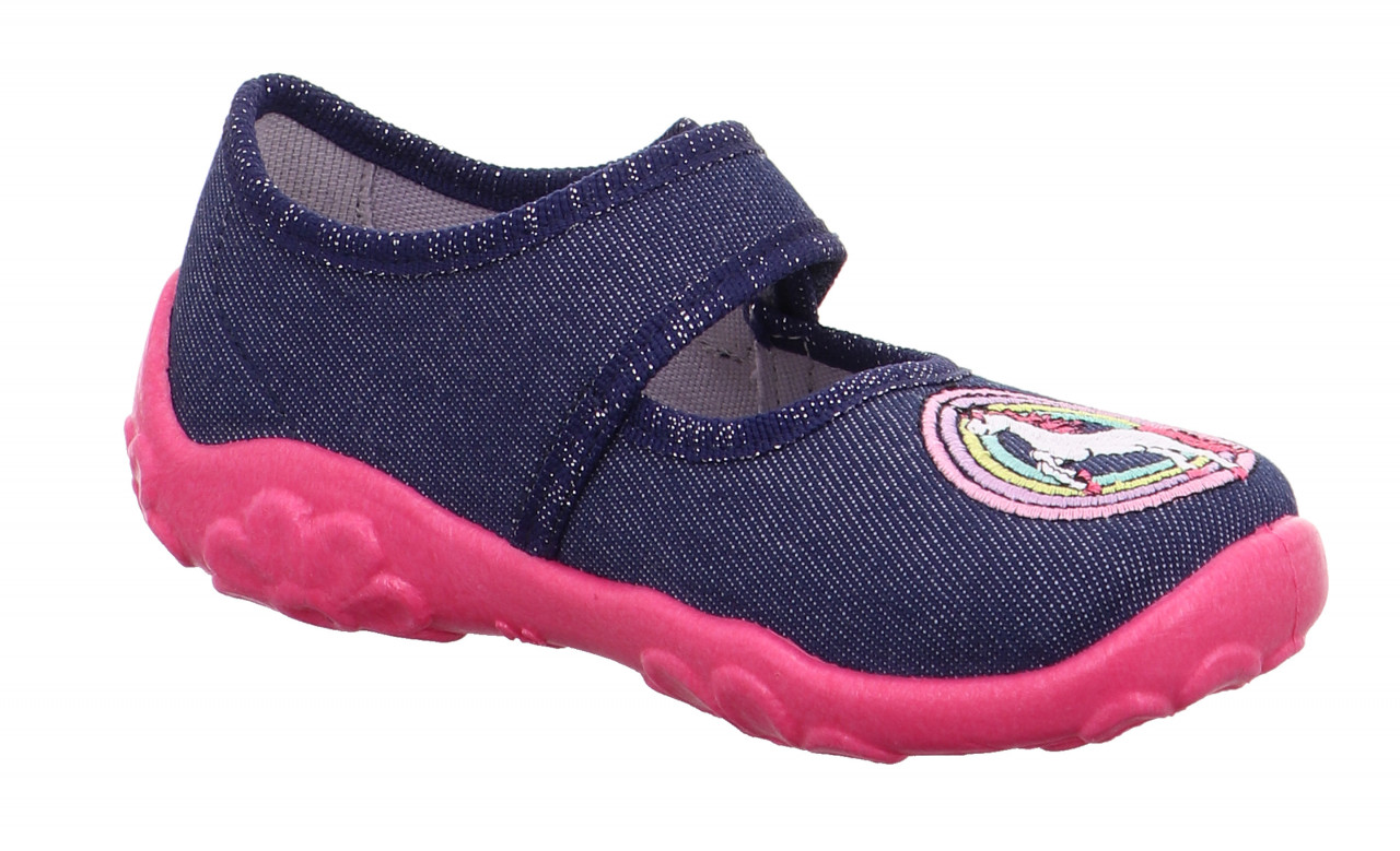 BONNY - Blau/Pink Hausschuh mit Klettverschluss