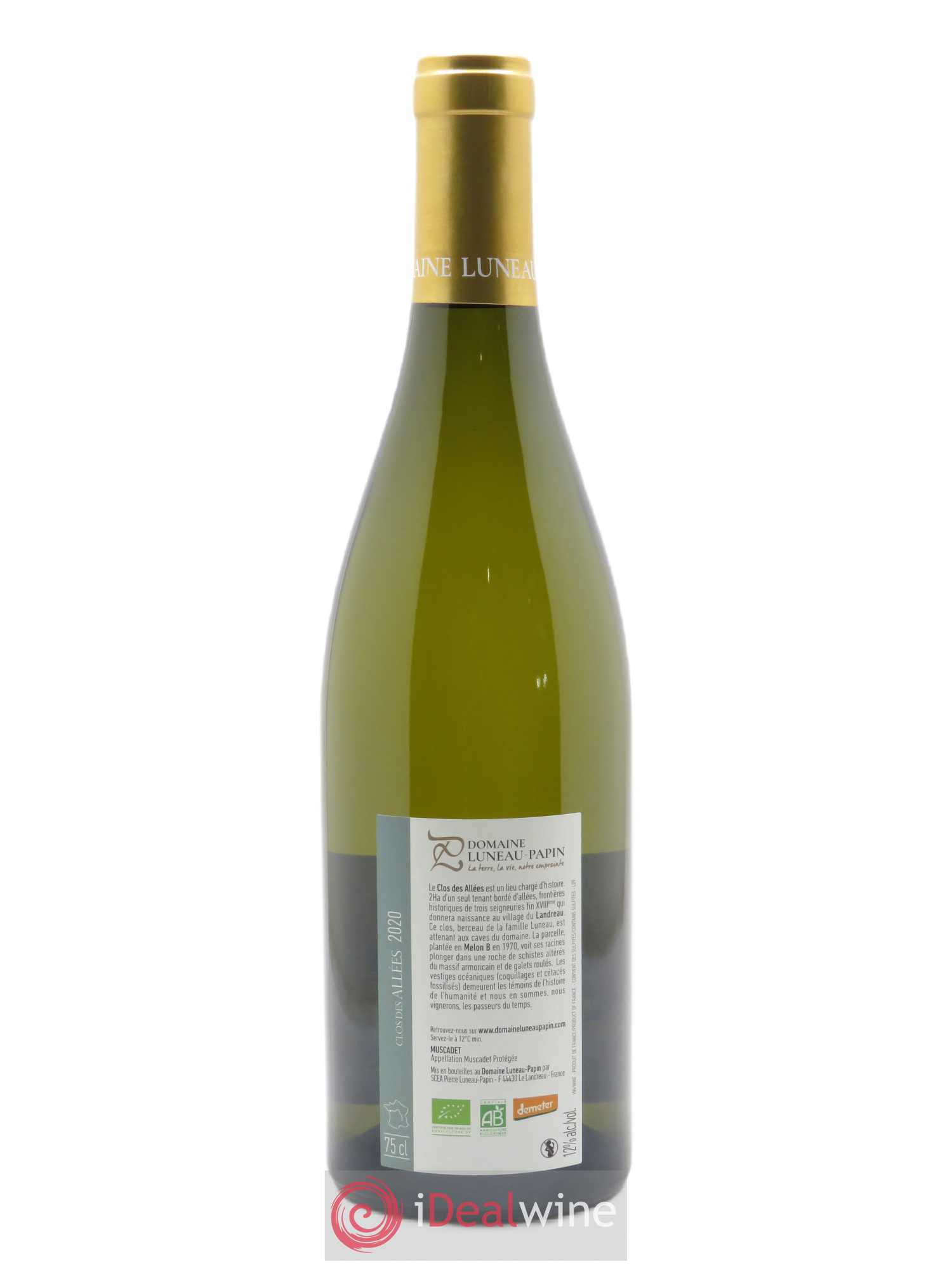 Muscadet-Sèvre-et-Maine sur lie Clos des Allées Luneau-Papin  2020 - Lot de 1 Bouteille