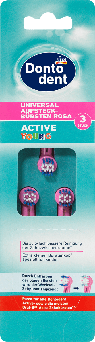 Universal-Aufsteckbürsten Active Young pink, 3 St