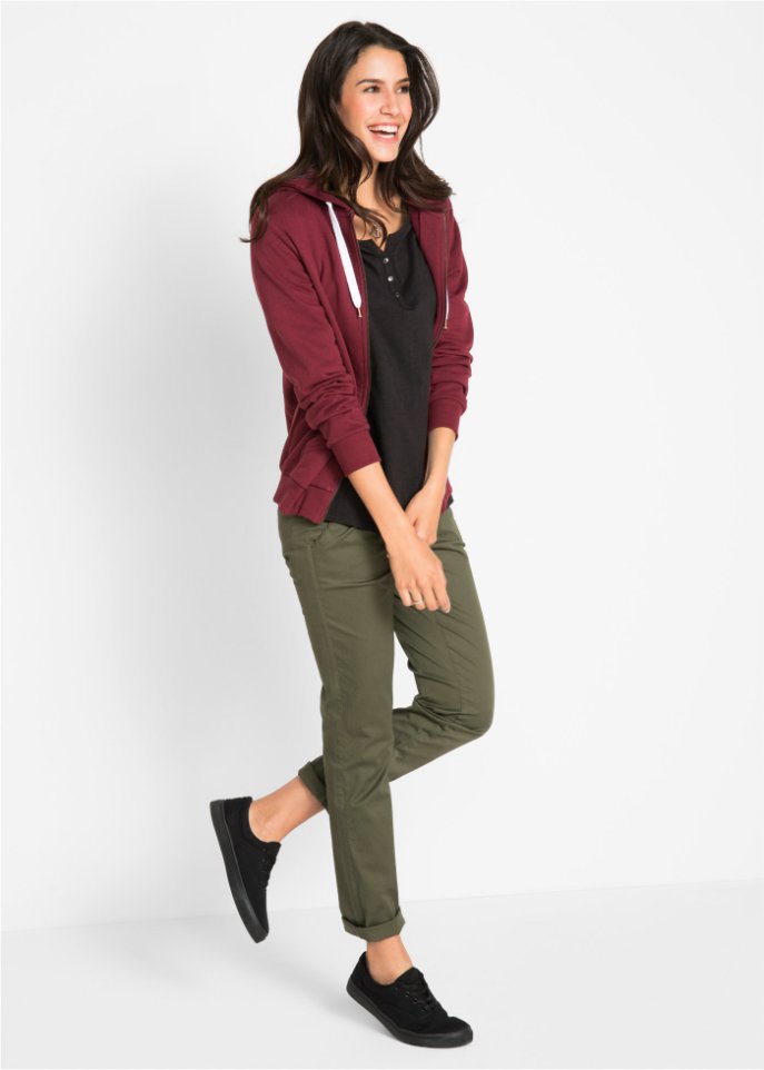 Leichtes Baumwoll Langarm-Shirt mit Knopfleiste