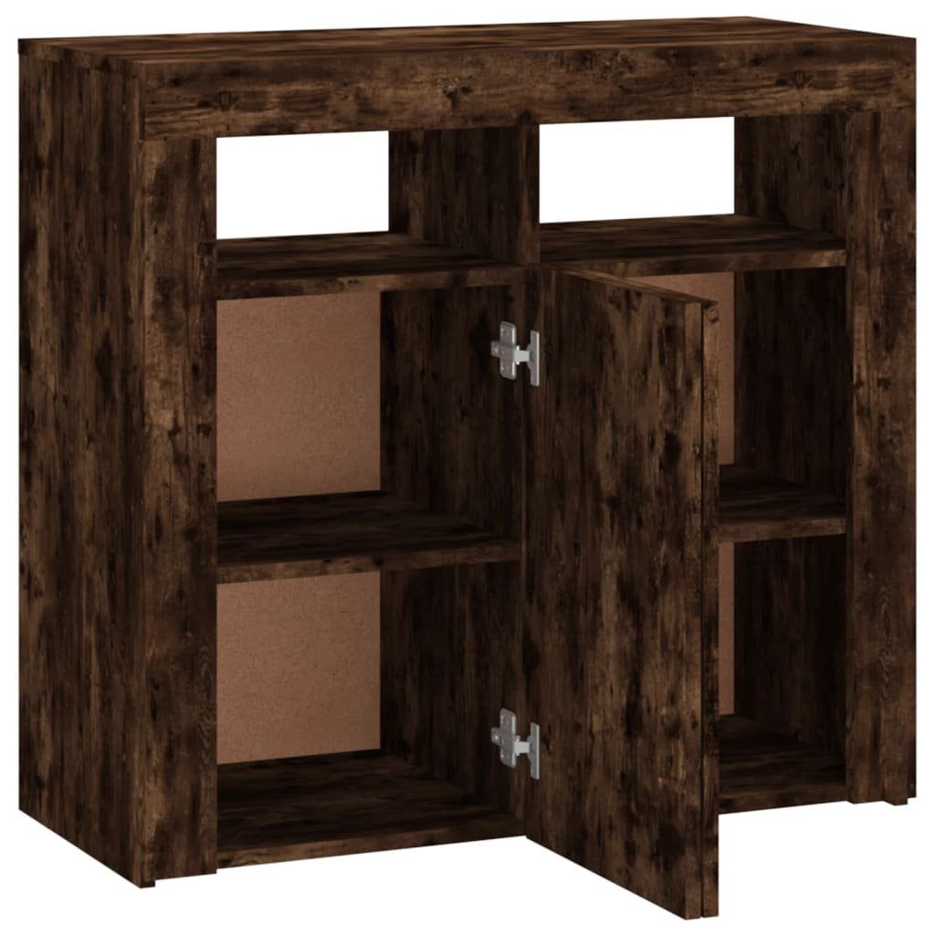 vidaXL Sideboard Sideboard mit LED-Beleuchtung Räuchereiche 80x35x75 cm (1 St)