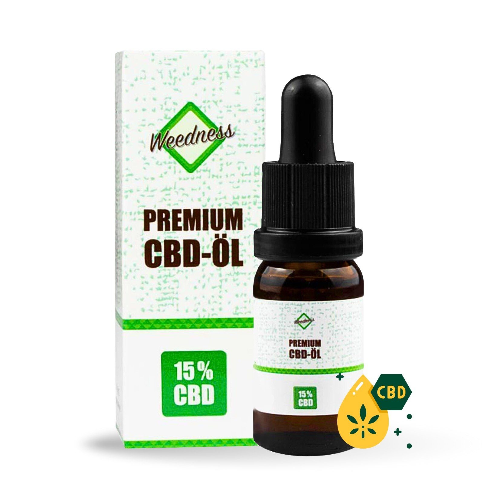 Weedness Mundwasser, Vollspektrum 10 ml CBD Öl 15% - 20 % Hanföl Cannabis Hanfsamenöl Oil