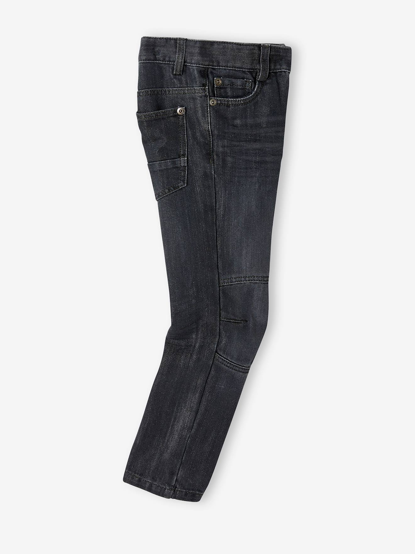 Jean droit indestructible garçon avec découpes genoux denim gris