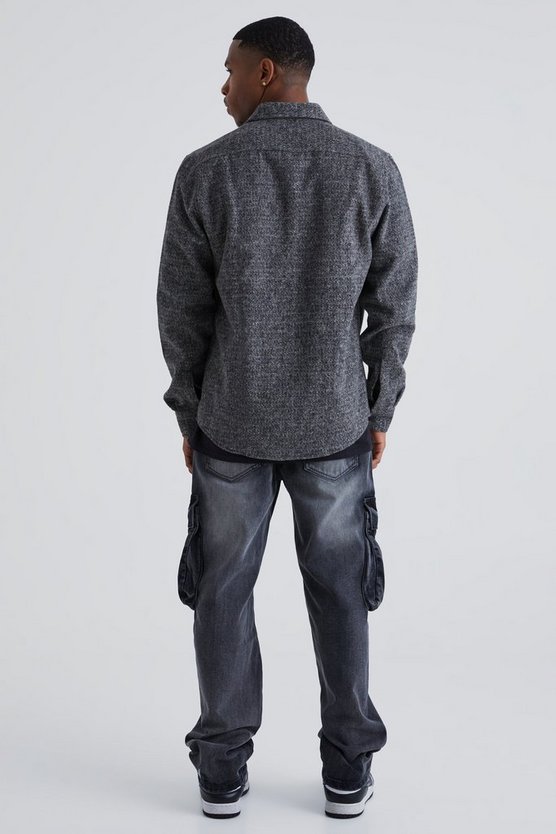 Overshirt in Wolloptik mit Knopfleiste