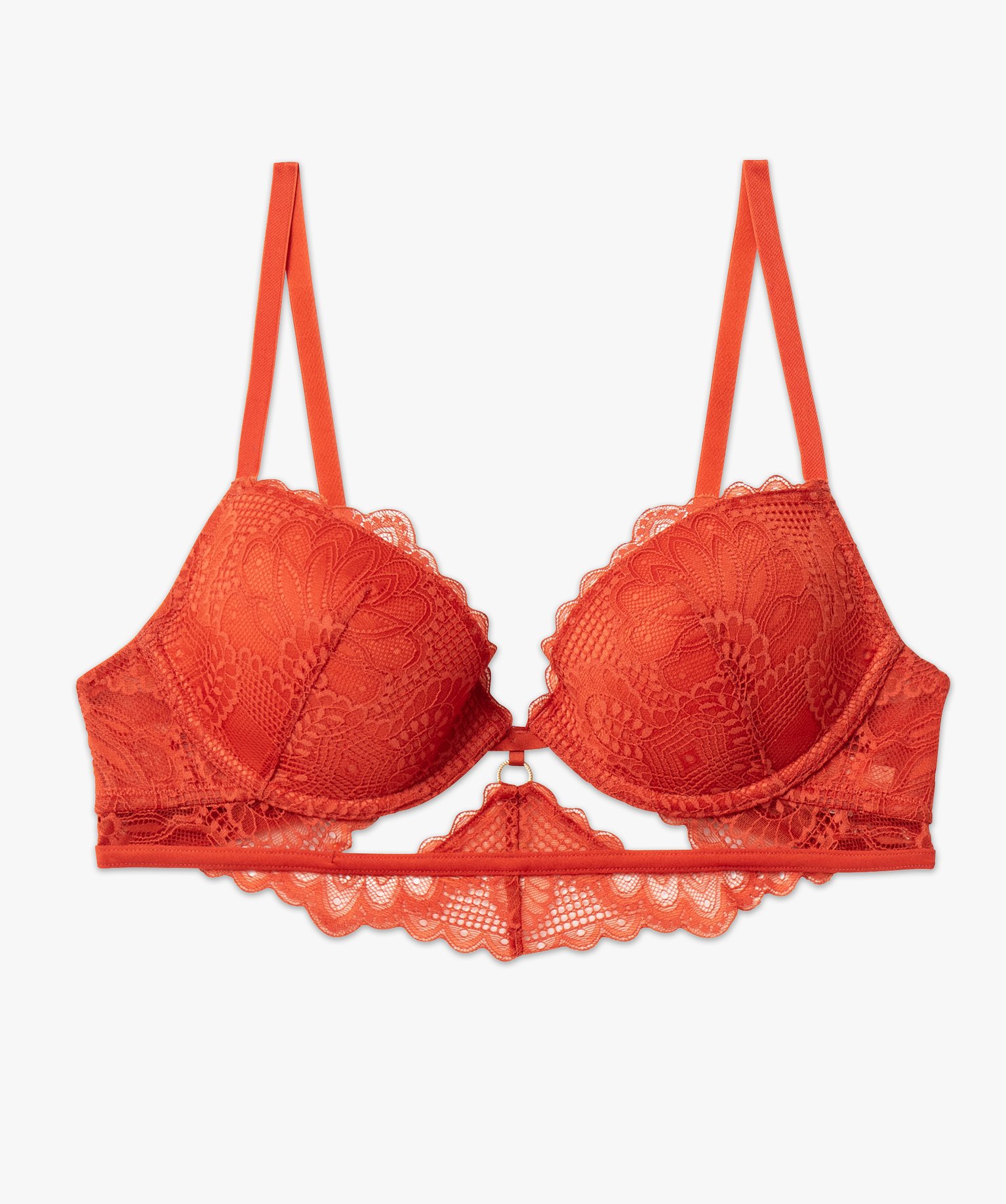 Soutien-gorge push-up en dentelle orange | GEMO