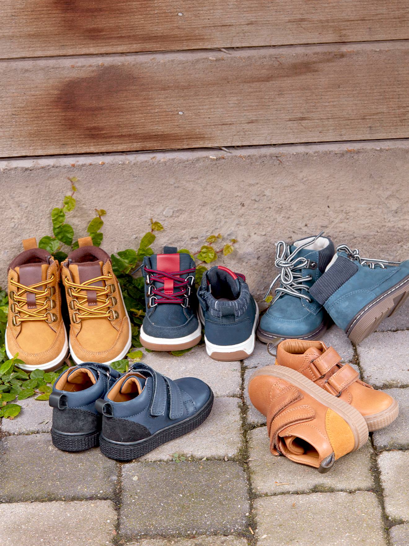 Bottines scratchées cuir bébé garçon taupe
