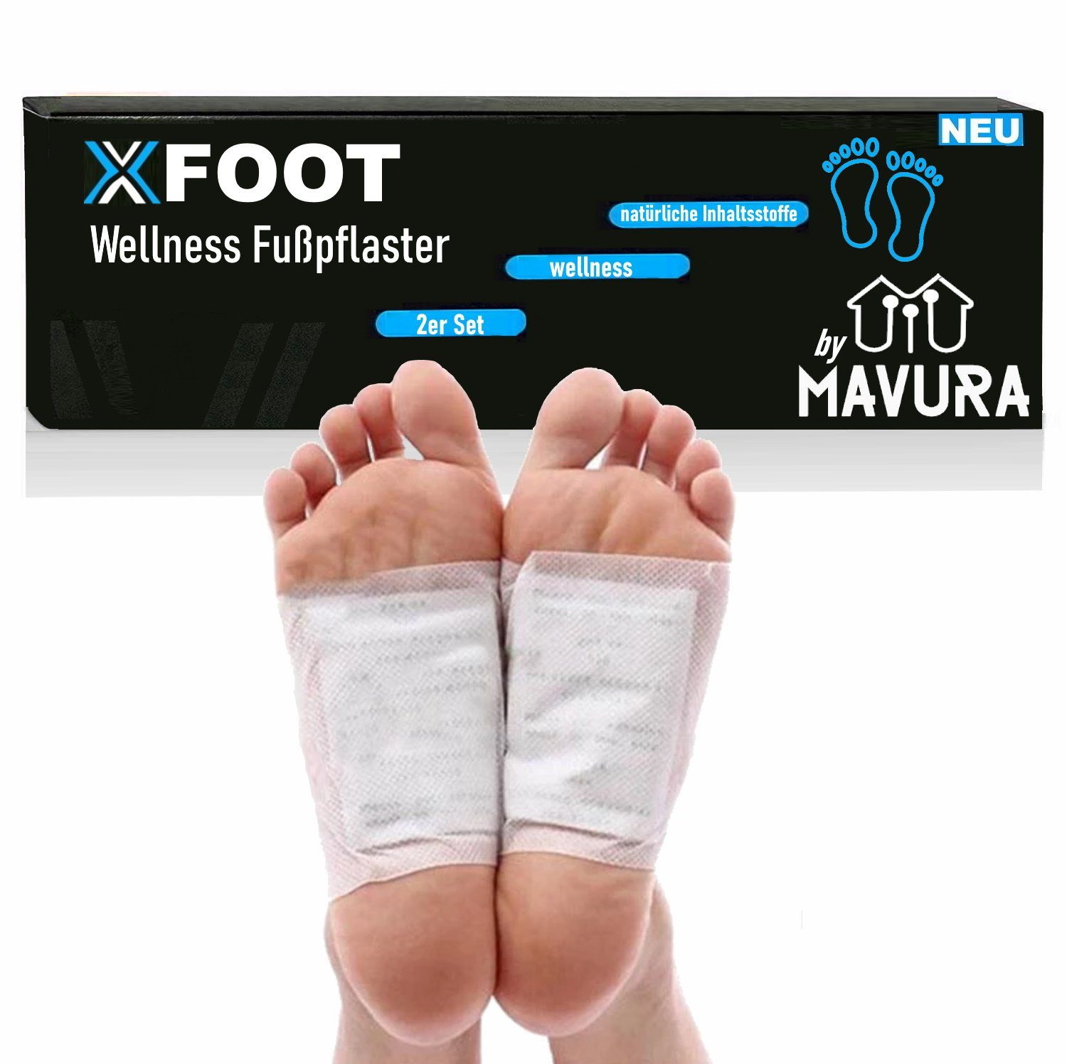 MAVURA Fußbetteinlage XFOOT Fußpflaster Fusspflaster Wellness Fußpflege Vital (20-tlg), Bambus Pflaster [2erSet]