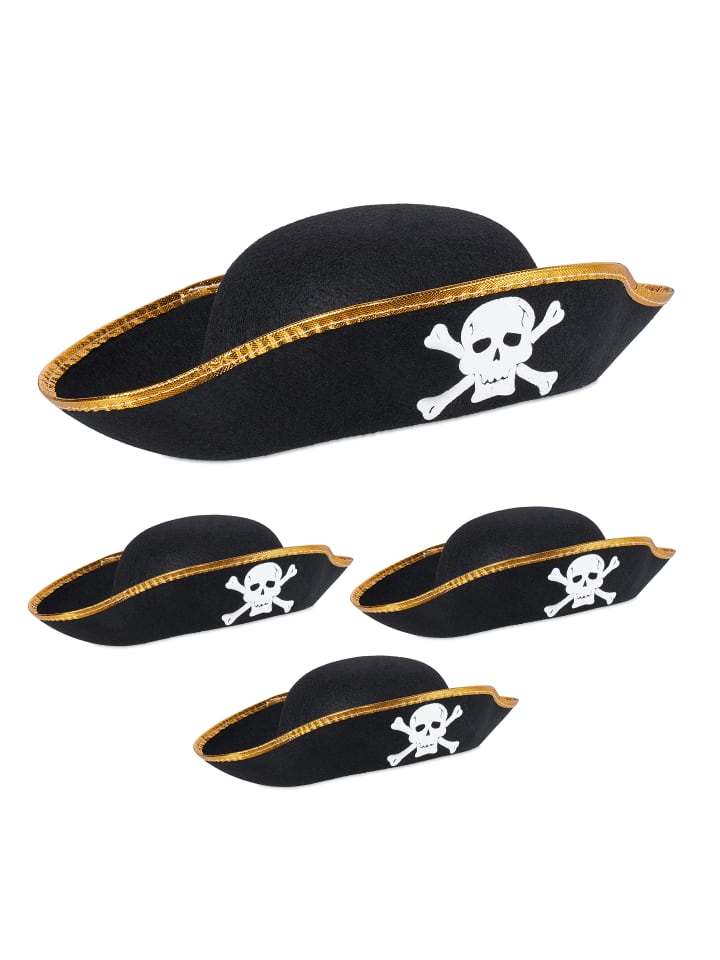 relaxdays 4 x Piratenhut in Bunt günstig kaufen onesize
