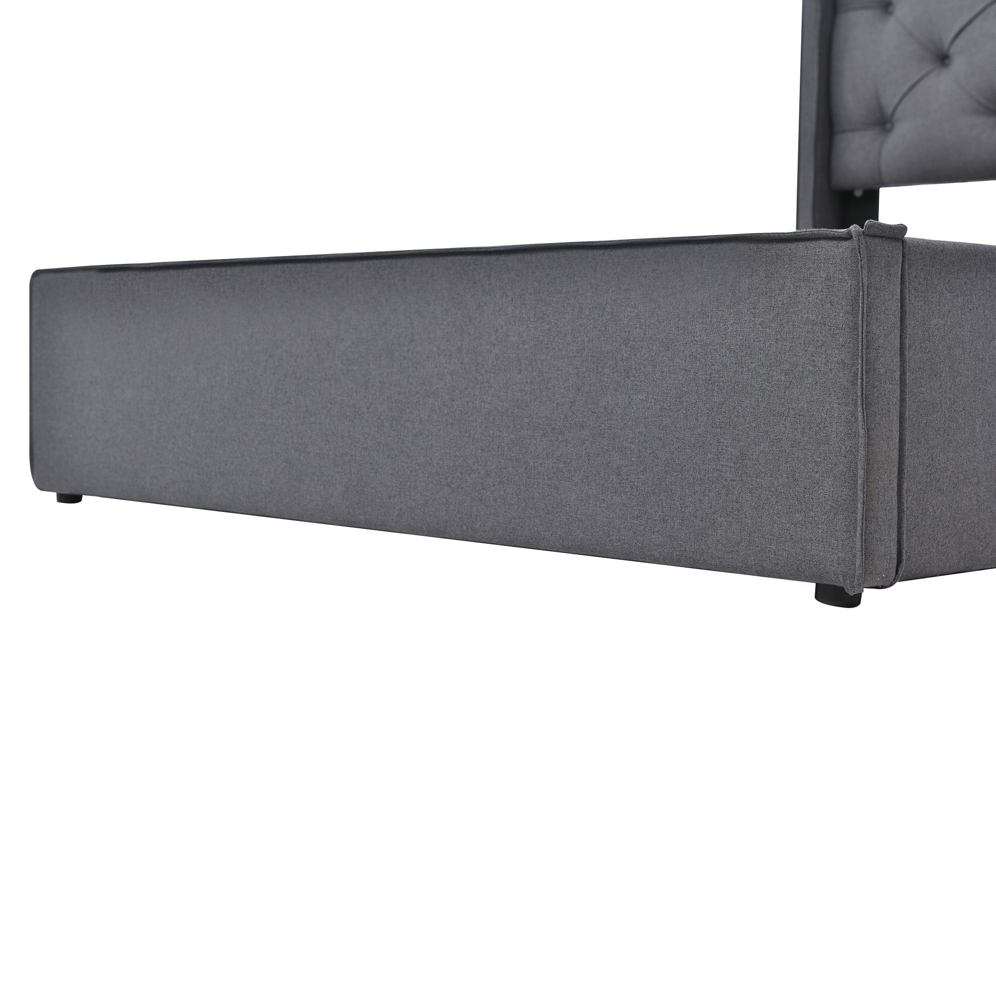 PHOEBE CAT Boxspringbett (Polsterbett Einzelbett 90x200 cm mit edler Knopfheftung), Hydraulisches Funktionsbett mit Bettkasten und Lattenrost, Baumwolle