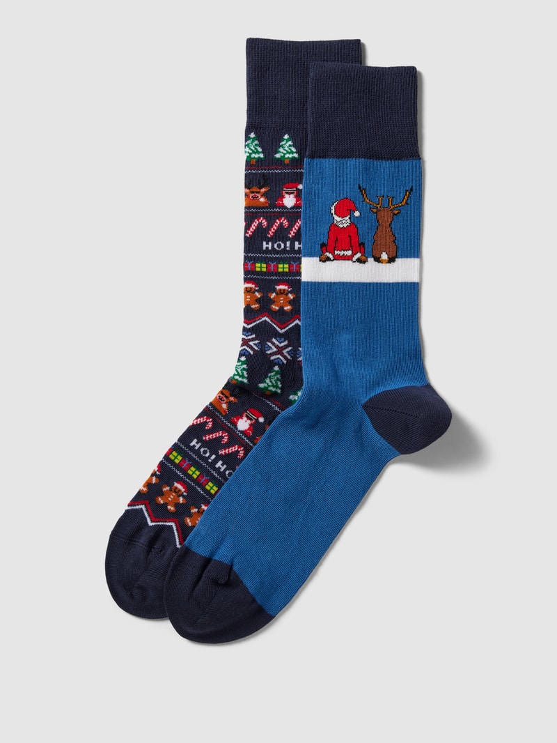 Socken aus Baumwoll-Mix im 2er-Pack in rauchblau